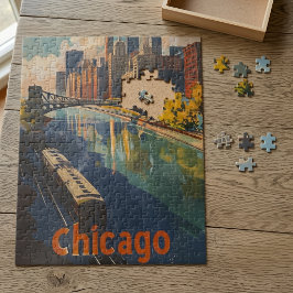 Vintag Chicago Travel Poster Puzzle