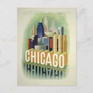 Vintag Chicago Travel Postkarte