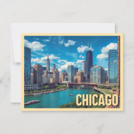 Vintag Chicago Travel Postkarte