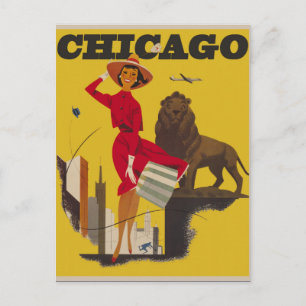 Vintag Chicago USA Air Travel Advertisement Postkarte