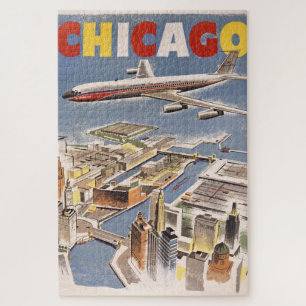 Vintag Chicago USA Air Travel Advertisement Puzzle