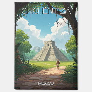 Vintag Chichen Itza Mexico Travel Magnet