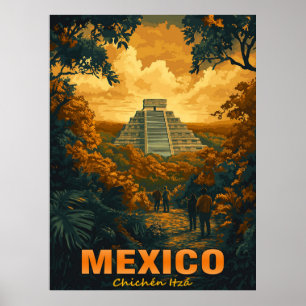 Vintag Chichen Itza, Mexiko Poster