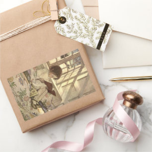 Vintag Child Reading a Book, Jessie Willcox Smith Rechteckiger Aufkleber