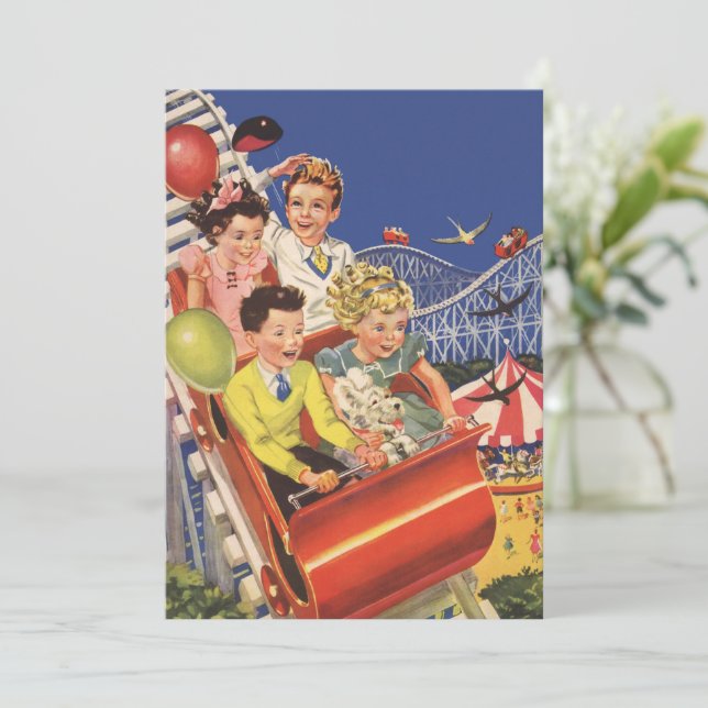 Vintag Children Balloons Dog Roller Untersetzer Ri (Stehend Vorderseite)