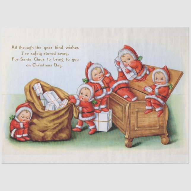 Vintag Children Santa Claus Seidenpapier (Vorderseite)