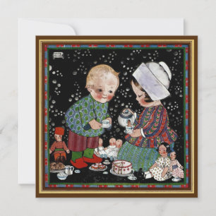 Vintag Children Tee Party Geburtstagsparty Einladung