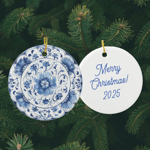 Vintag Chinoiserie Blau Weiße Antike Teller Keramik Ornament