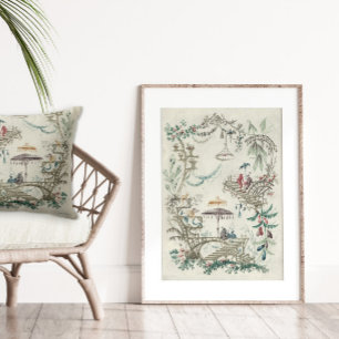Vintag Chinoiserie Garden Jean-Baptiste Pillement Seidenpapier