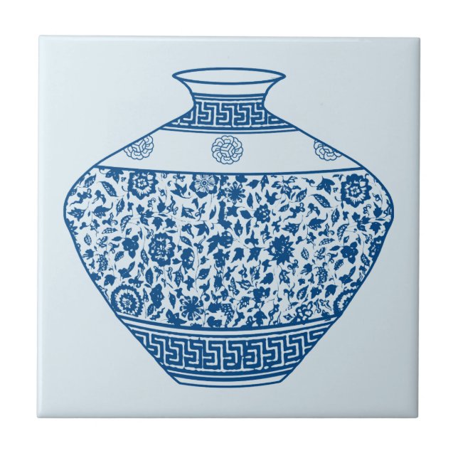 Vintag Chinoiserie Vase Ginger Jar Fliese (Vorderseite)