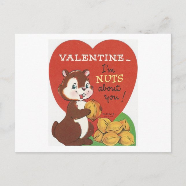Vintag Chipmunk Valentine Feiertagspostkarte (Vorderseite)