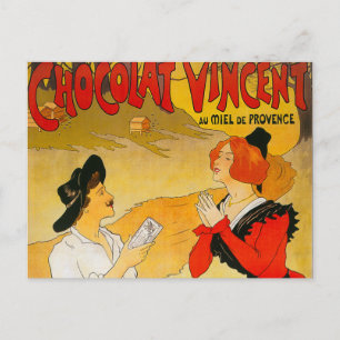Vintag Chocolat Vincent Ad Postkarte