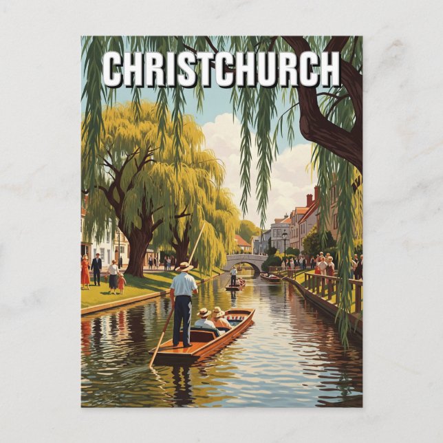 Vintag Christchurch Neuseeland Avon River Postkarte (Vorderseite)