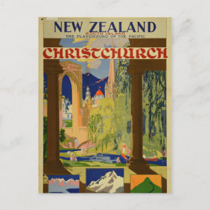 Vintag Christchurch New Zealand Travel Postkarte