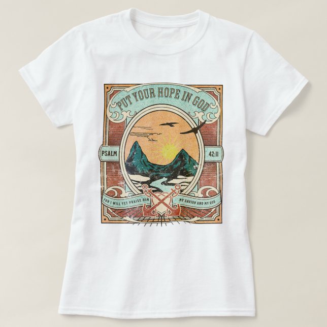 Vintag Christliche Hoffnung in den Bibelversen T-Shirt (Design vorne)