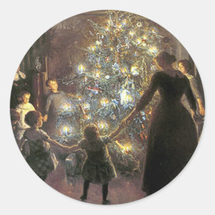 Vintag_Christmas_dance_sticker Runder Aufkleber