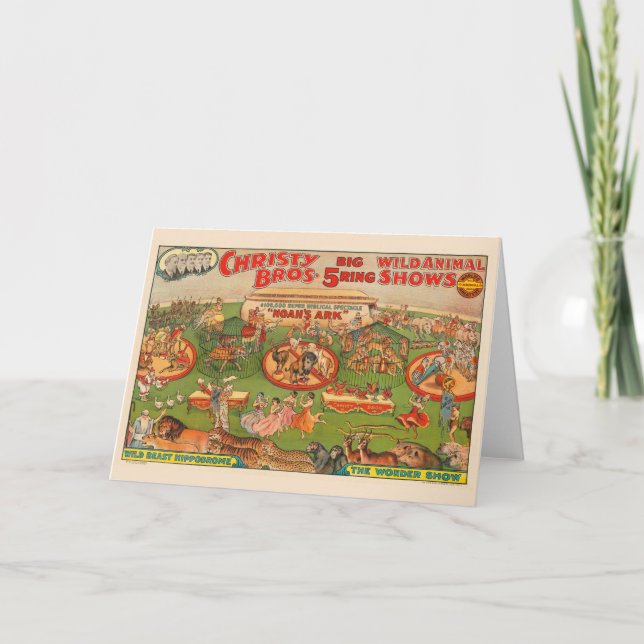 Vintag Christy Brothers Wild Animal Circus Poster Karte (Vorderseite)