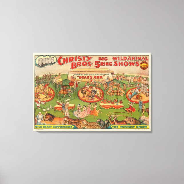 Vintag Christy Brothers Wild Animal Circus Poster Leinwanddruck (Vorderseite)