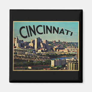Vintag Cincinnati Skyline Magnet