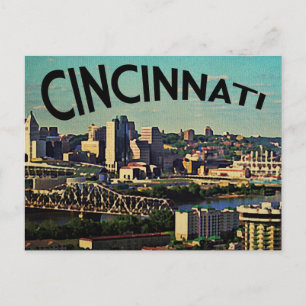 Vintag Cincinnati Skyline Postkarte