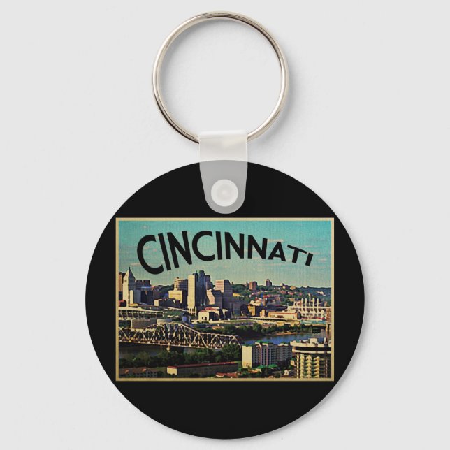 Vintag Cincinnati Skyline Schlüsselanhänger (Vorderseite)