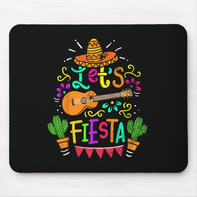 Vintag Cinco De Mayo Cactus Sombrero Guitar Mousepad (Vorne)