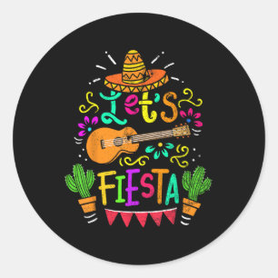 Vintag Cinco De Mayo Cactus Sombrero Guitar Runder Aufkleber