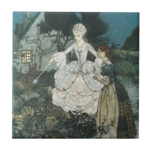 Vintag Cinderella Fairy Godmutter von Edmund Dulac Fliese