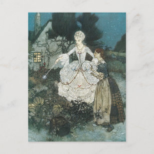 Vintag Cinderella Fairy Godmutter von Edmund Dulac Postkarte