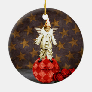 Vintag Circus Angel Clown Keramikornament