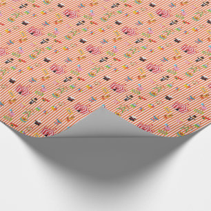 Vintag Circus Auf orange und weiß gestreift anzei Geschenkpapier