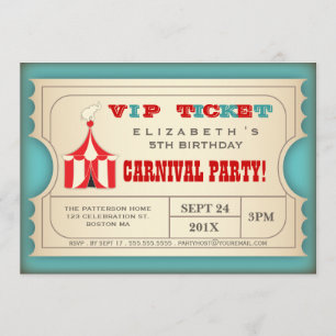 Vintag Circus Carnival Geburtstagsfeiertag Ticket Einladung