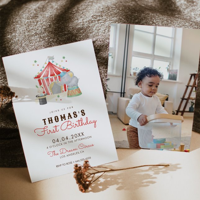 Vintag Circus Erster Geburtstag Einladung (Von Creator hochgeladen)