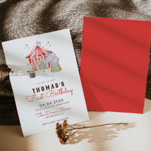 Vintag Circus Erster Geburtstag Einladung