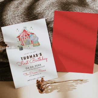 Vintag Circus Erster Geburtstag Einladung