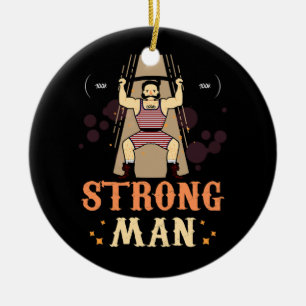 Vintag Circus Strongman Weightlift Halloween C Keramik Ornament