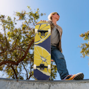 Vintag Citrus Lemon Chic Watercolor Skateboard