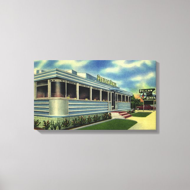 Vintag Classic 50er Retro Restaurant Pelican Diner Leinwanddruck (Vorderseite)