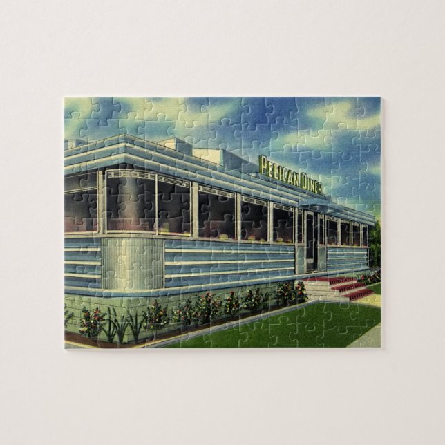 Vintag Classic 50er Retro Restaurant Pelican Diner Puzzle (Horizontal)