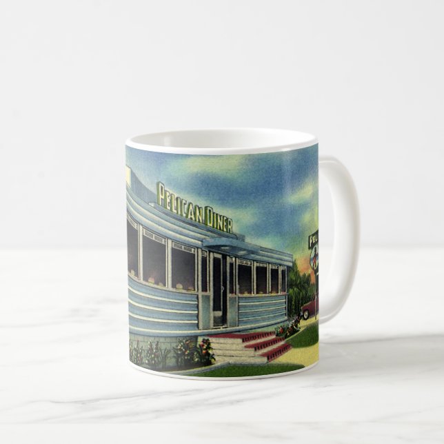 Vintag Classic 50er Retro Restaurant Pelican Diner Tasse (VorderseiteRechts)