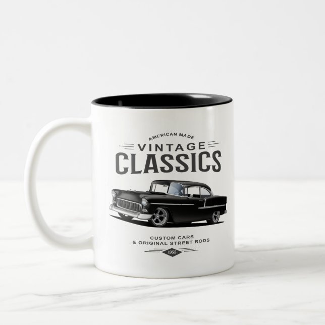 Vintag Classic Black Street Rod Zweifarbige Tasse (Links)