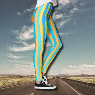 Vintag Classic Blue & Orange Regenbogenstreifen Leggings