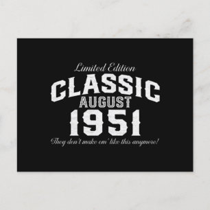 Vintag Classic Car 1951 70. Geburtstag Feiertagspostkarte