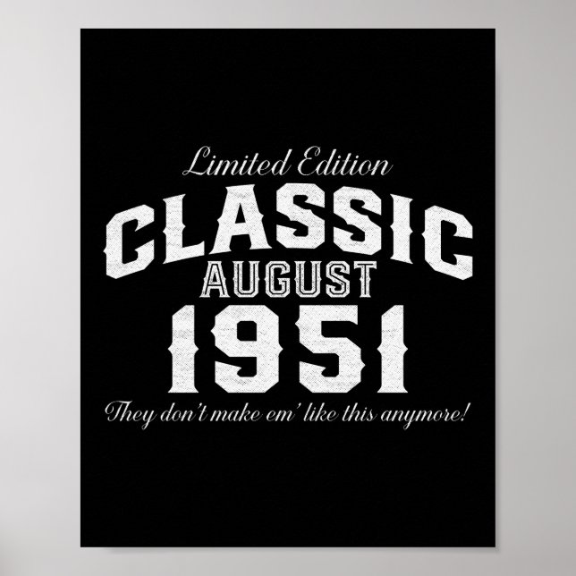 Vintag Classic Car 1951 70. Geburtstag Poster (Vorne)