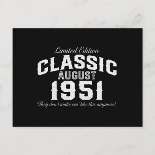 Vintag Classic Car 1951 70. Geburtstag Postkarte