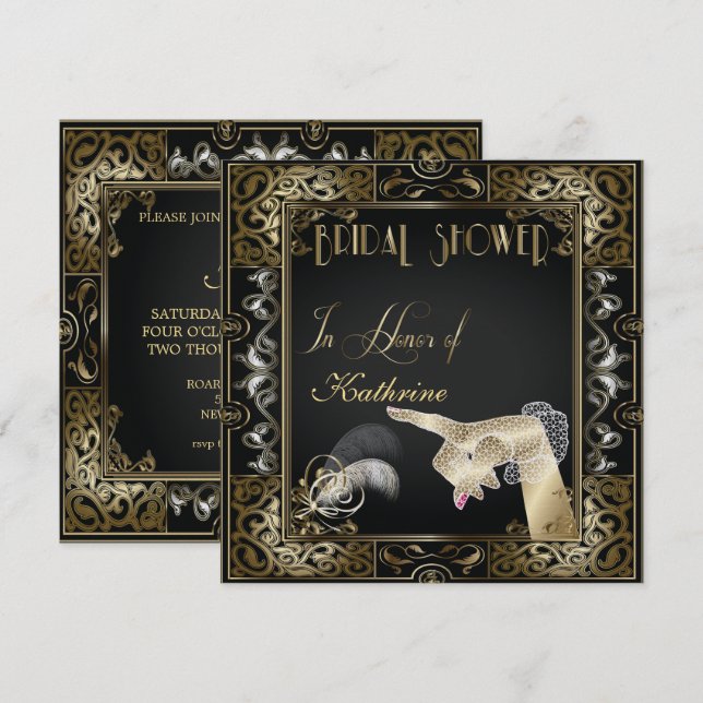 Vintag Classic Gatsby Style Brautparty Einladung (Vorne/Hinten)