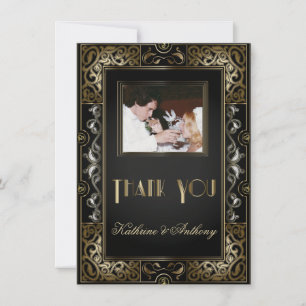 Vintag Classic Gatsby Style Wedding Vielen Dank Einladung