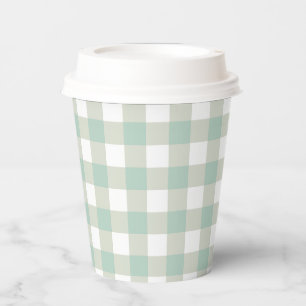 Vintag Classic Gingham Karo Grayish Blue Pappbecher