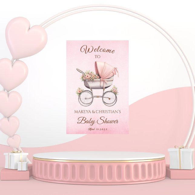 Vintag Classic Girl Pink Babydusche Willkommen Poster (Von Creator hochgeladen)