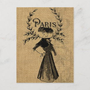Vintag Classic Paris Lady Postkarte